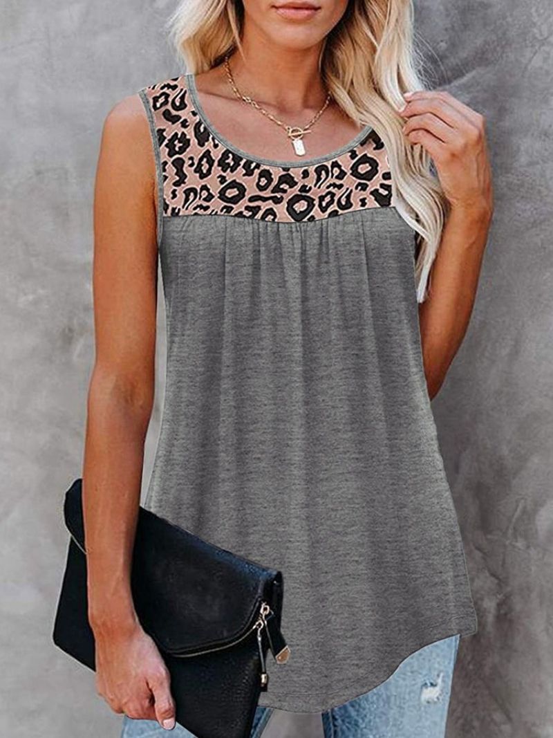 Bomuldsblandinger Patchwork Sommer Mellemlang Dame Tanktop