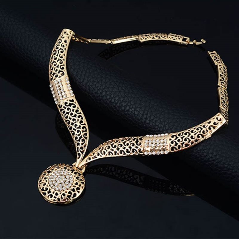 Golden Hollow Diamante Smykkesæt
