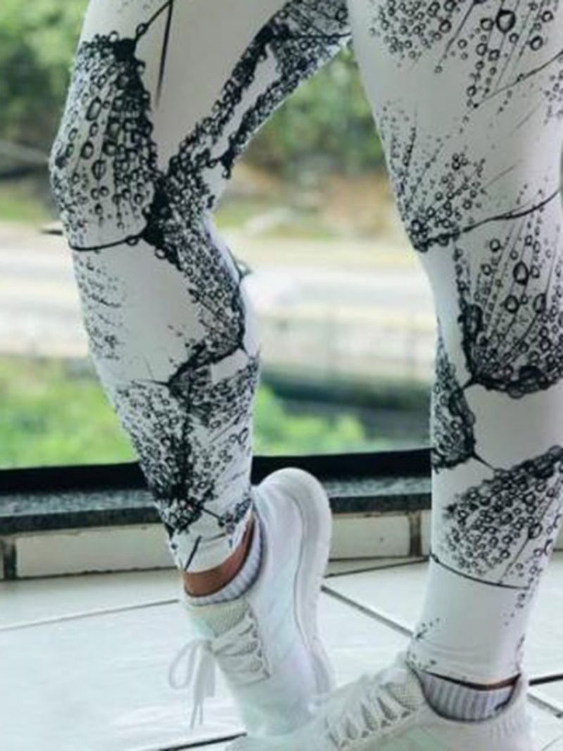 Dameprint Farveblok Åndbar Leggings I Fuld Længde Yogabukser Tiktok Leggings Med Høj Talje