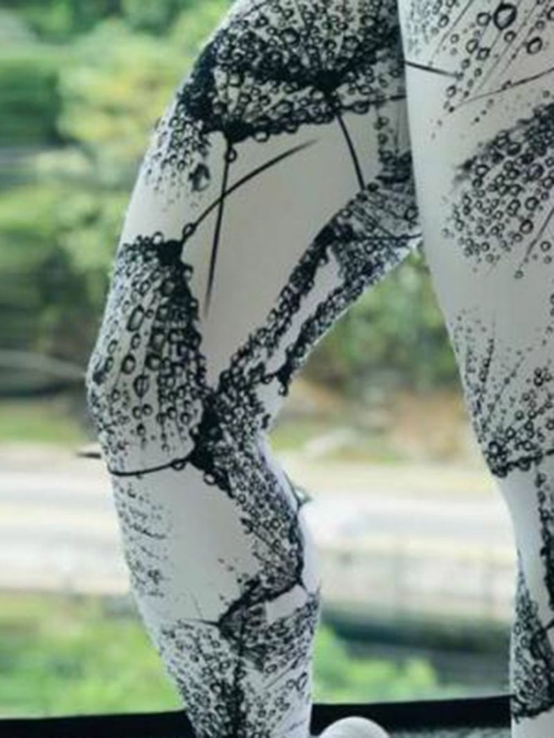 Dameprint Farveblok Åndbar Leggings I Fuld Længde Yogabukser Tiktok Leggings Med Høj Talje