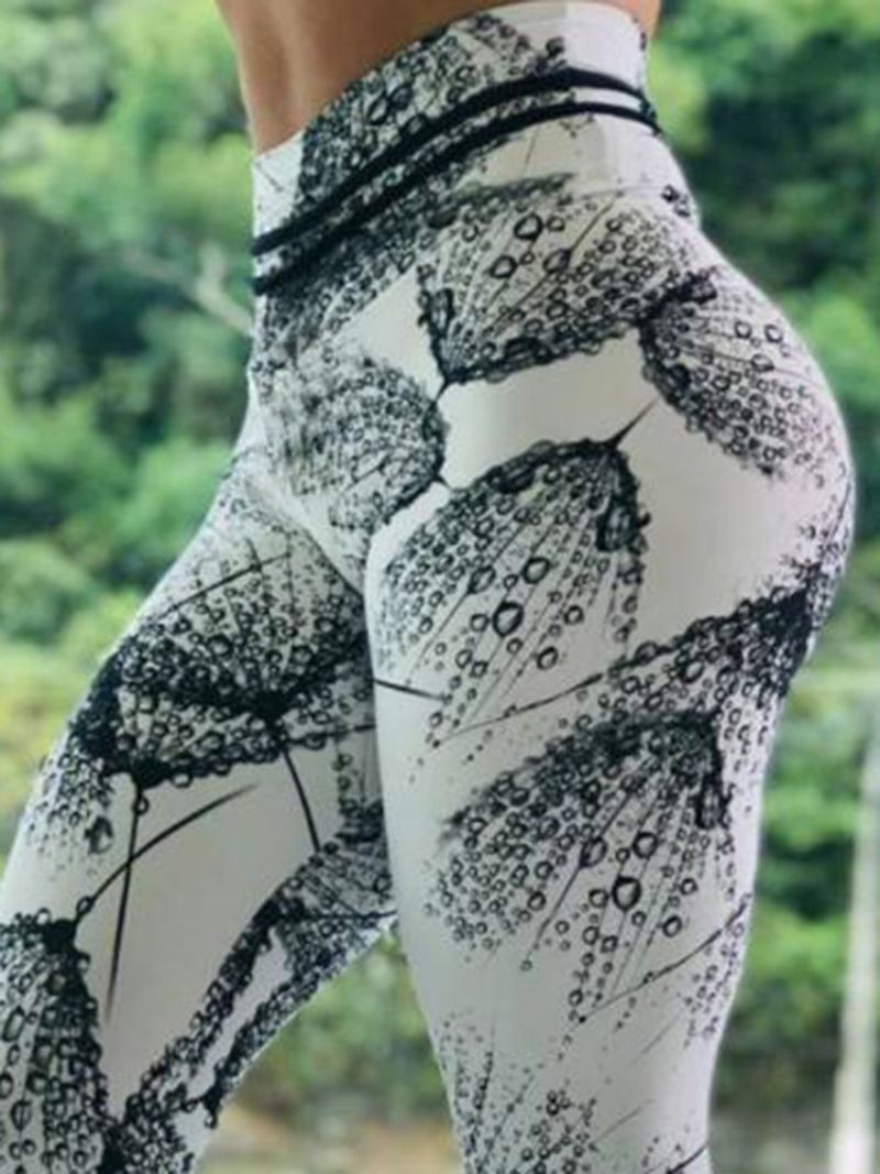 Dameprint Farveblok Åndbar Leggings I Fuld Længde Yogabukser Tiktok Leggings Med Høj Talje
