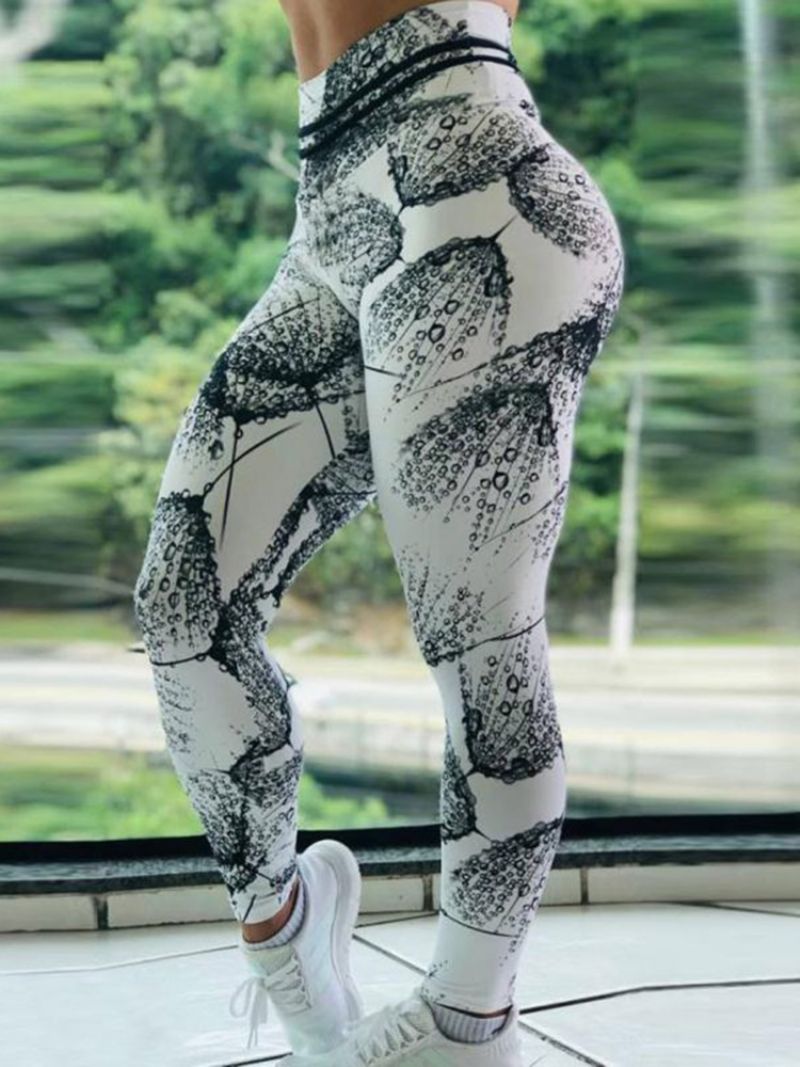 Dameprint Farveblok Åndbar Leggings I Fuld Længde Yogabukser Tiktok Leggings Med Høj Talje