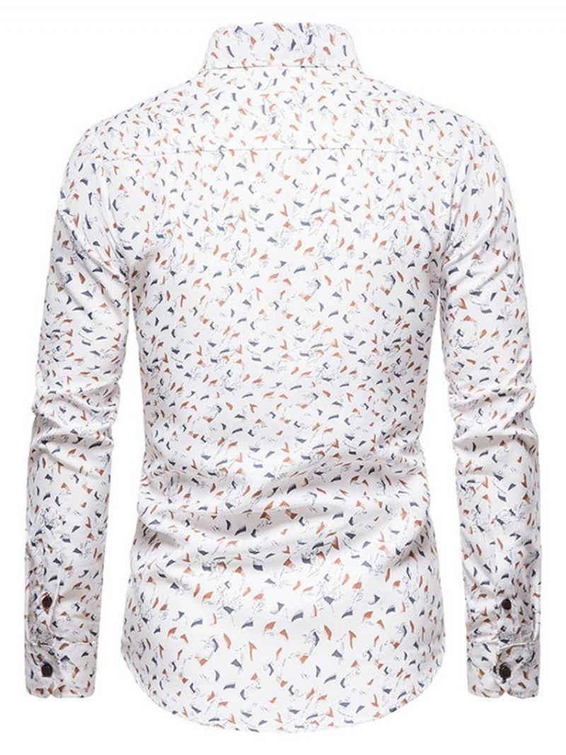 Floral Lapel Casual Slim Enkeltradet Skjorte